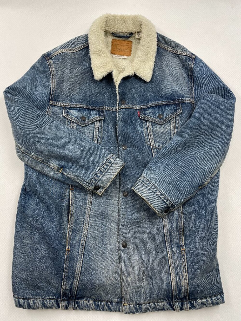 Levi's Long Denim Sherpa Trucker Barn Coat Chore Ranch Jacket Men’s XXL